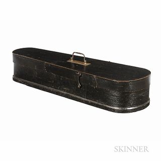 American Poplar Bentwood Violin Case, c. 1890, ht. 5 1/2, wd. 28 5/8, dp. 8 5/8 in.Provenance: The collection of Dr. Glenn P. Wood.