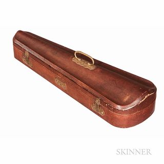 French Leather-bound Violin Case, Probably Gainier Debouche, c. 1874, the burgundy leather exterior, the gilded mounts engraved with ac