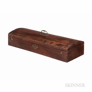 Georgian Brass-mounted Mahogany Double Violin Case, the domed lid, the steel screws, the interior lined with marbled paper, ht. 6 1/4,
