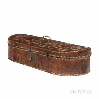 Italian Brass-mounted Violin or Viola Case, Possibly the Workshop of Antonio Stradivari, c. 1730, leather-bound and tack-decorated, the
