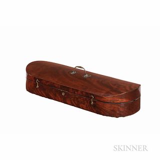 English Georgian Mahogany Double Violin Case, Betts School, c. 1800, the compartments lined with marbled paper, approximate length of b