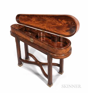 Victorian-style Mahogany Violin Case and Stand, Theodore Alexander, c. 2000, Althorp Living History Collection, approximate length of b
