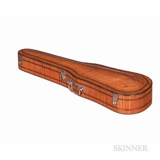 Two French Kingwood Veneer Violin Cases, the shaped chevron pattern lid inlaid with rosewood stringing, the green velvet interior with