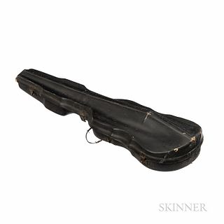 Two French Violin and Viola Cases, c. 1900, the shaped violin case of papier-m?ch?, the lock stamped BTE SGDG/V.P., approximate length