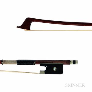 Nickel-mounted Violoncello Bow, the octagonal stick stamped * KARL WERNER * and GERMANY, weight 81.6 grams.Provenance: The estate of La