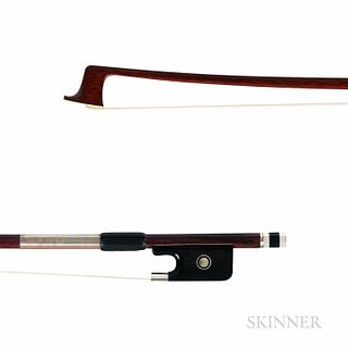 Silver-mounted Viola Bow, the round stick stamped P. FRACALOSSI BRASIL, weight 71.3 grams.