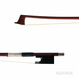 Silver-mounted Viola Bow, Finkel Workshop, the round stick stamped LEFIN, weight 70.6 grams.Provenance: The collection of Jerry Weene.
