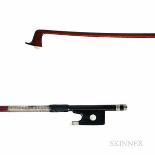 Silver-mounted Violin Bow, the round stick stamped F.N. VOIRIN A PARIS, weight 53.9 grams, (without hair).
