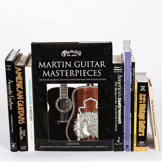 Collection of Fretted Instrument Books and Catalogs, approximately fifteen, including Martin Guitars: A History, Martin Guitar Masterpi
