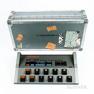 John Abercrombie Roland GR-700 Guitar Synthesizer, 1984, serial no. 473852, labeled MODIFIED BY TTL/LOS ANGELES, CALIFORNIA, with fligh