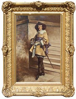 19th C. Painting of a Muskateer, Signed