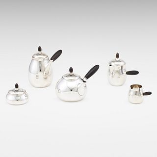 Georg Jensen, five-piece Perl coffee and tea service, model 80A and 80B