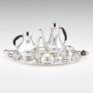 Cohr, four-piece coffee and tea service with associated tray