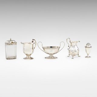 English, collection of five tablewares