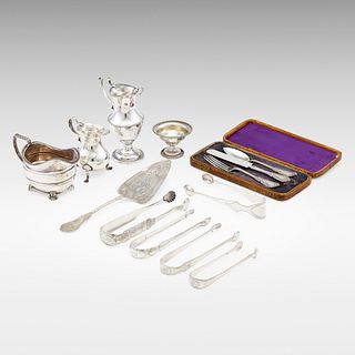 American and English, collection of thirteen silver objects
