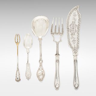 American, collection of flatware and serving pieces
