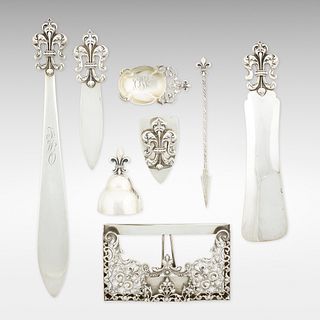 George W. Shiebler & Co., Art Nouveau objects, collection of eight