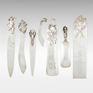 George W. Shiebler & Co., collection of cupid letter openers and shoe horns