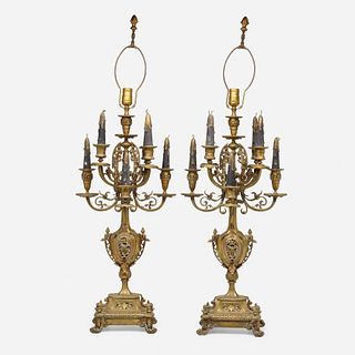 Neoclassical Style, candelabra lamps, pair