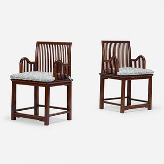 Chinese, armchairs, pair