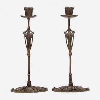Georges De Feure, Art Nouveau candlesticks, pair