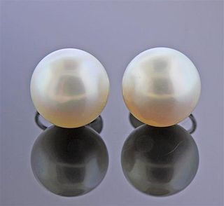 18k Gold 14mm South Sea Pearl Earrings 