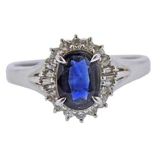 Platinum Diamond 1.13ct Sapphire Ring