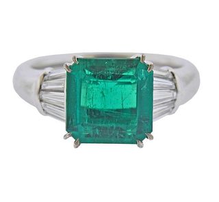 AGL 3.92ct Colombian Emerald 18k Gold Diamond Ring  