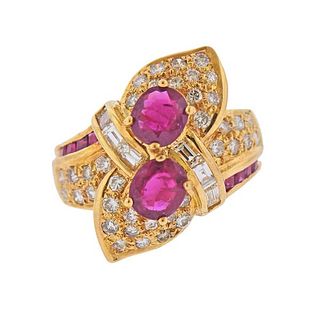 18k Gold Diamond Ruby Cocktail Ring