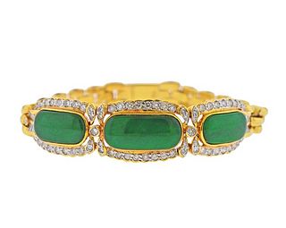 18k Gold Diamond Jade Bracelet