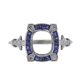 Platinum Diamond Sapphire Ring Setting