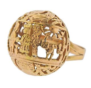 18k Gold Arte Orfebre Peruvian Incan  Ring