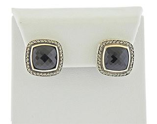 David Yurman Silver Diamond Onyx Earrings
