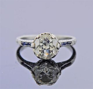 Art Deco Platinum Euro Diamond Engagement Ring