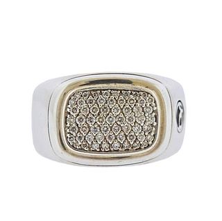 David Yurman Silver Diamond Pave Ring