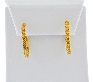 18K Two Tone Gold Inside Out  Fancy Yellow Diamond 2.95ctw Hoop Earrings