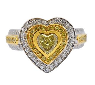 18K Two Tone Gold 2.00ctw Fancy White Diamond Heart Ring