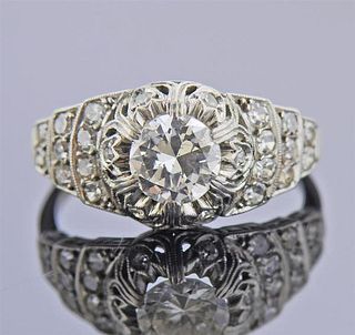 Art Deco Platinum Old European Diamond Ring