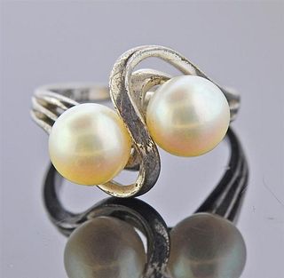 Mikimoto Vintage Sterling Silver Pearl Ring