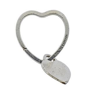 Tiffany &amp; Co Silver Heart Tag Open Heart Key Ring 