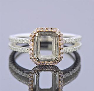 18K Gold Pink White Diamond Ring Mounting