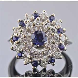 14K Gold Diamond Sapphire Cocktail Ring