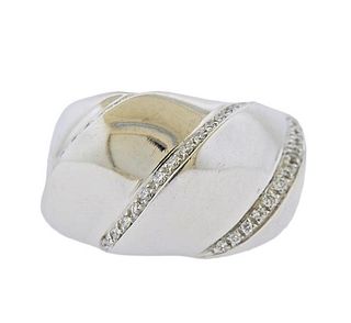 Bucherer 18k White Gold Diamond Dome Ring