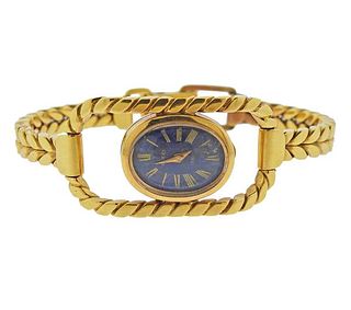 Gucci 1970s 18k Gold Lapis Dial Lady&#39;s Watch 