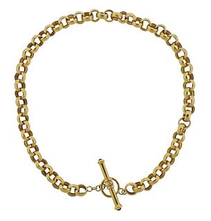 18k Gold Diamond Emerald Toggle Link Necklace 