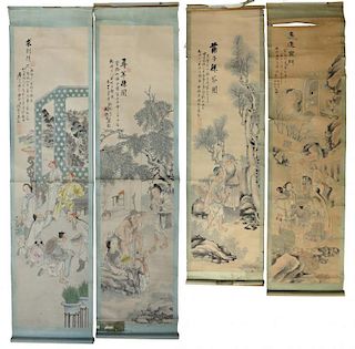 Four Chinese Watercolor Scrolls