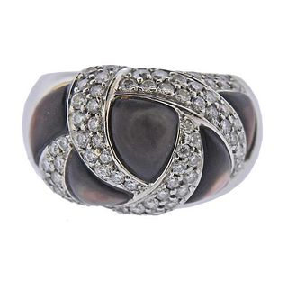 Platinum Diamond Mother of Pearl Dome Ring 