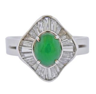 18K Gold Diamond Certified Jade Ring