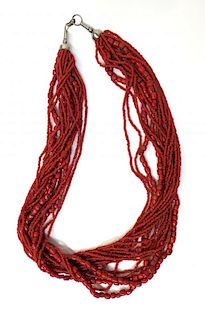 Multi Strand Chinese Coral Necklace