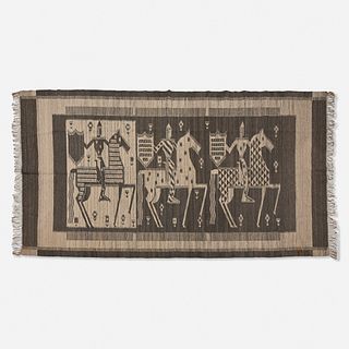 Polish, Monumental Three Knights on Horseback kilim tapestry